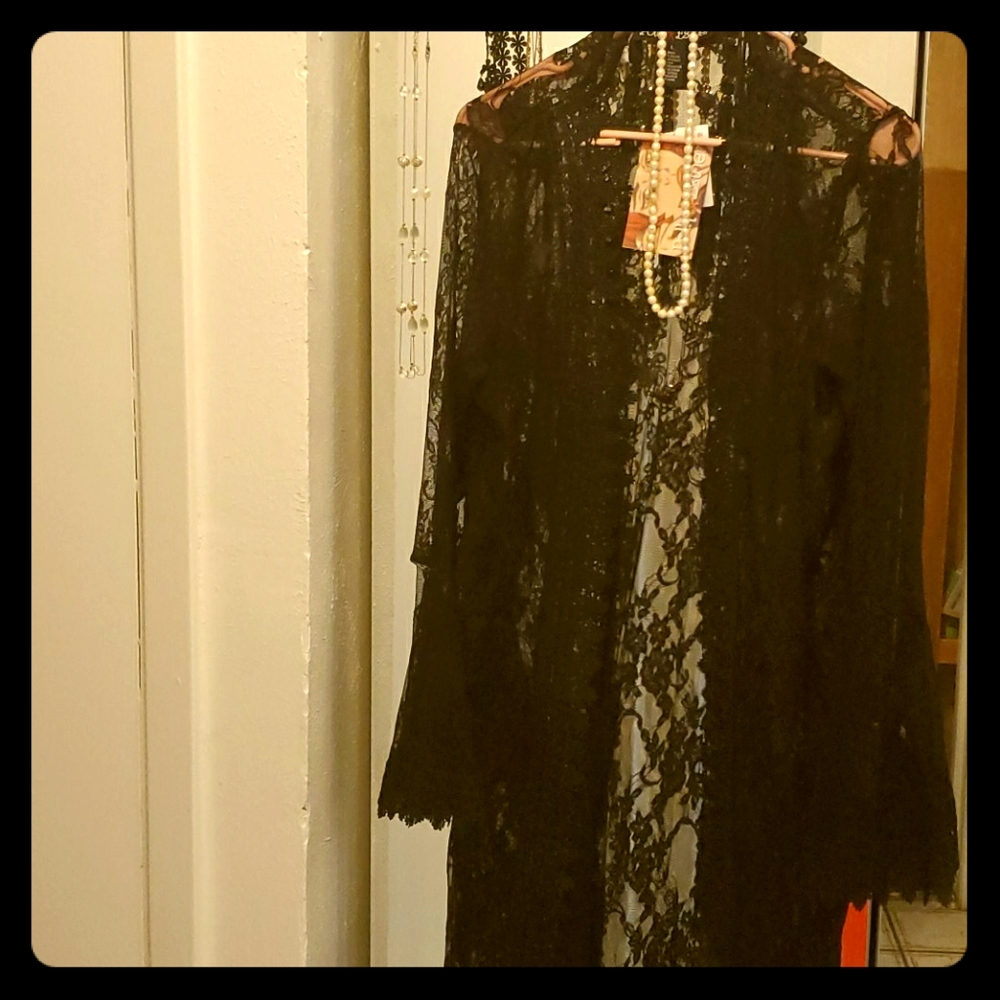 Long sleeve see thru  lace  top